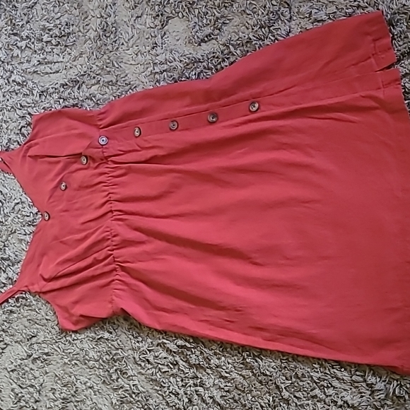Like New Maurices Cotton Linen-Blend Button Front Dress Rusty Red Brown Size 1x - Picture 3 of 12